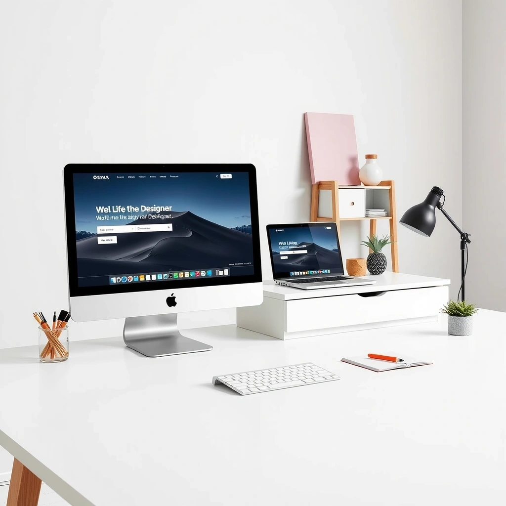 Professional web design workspace