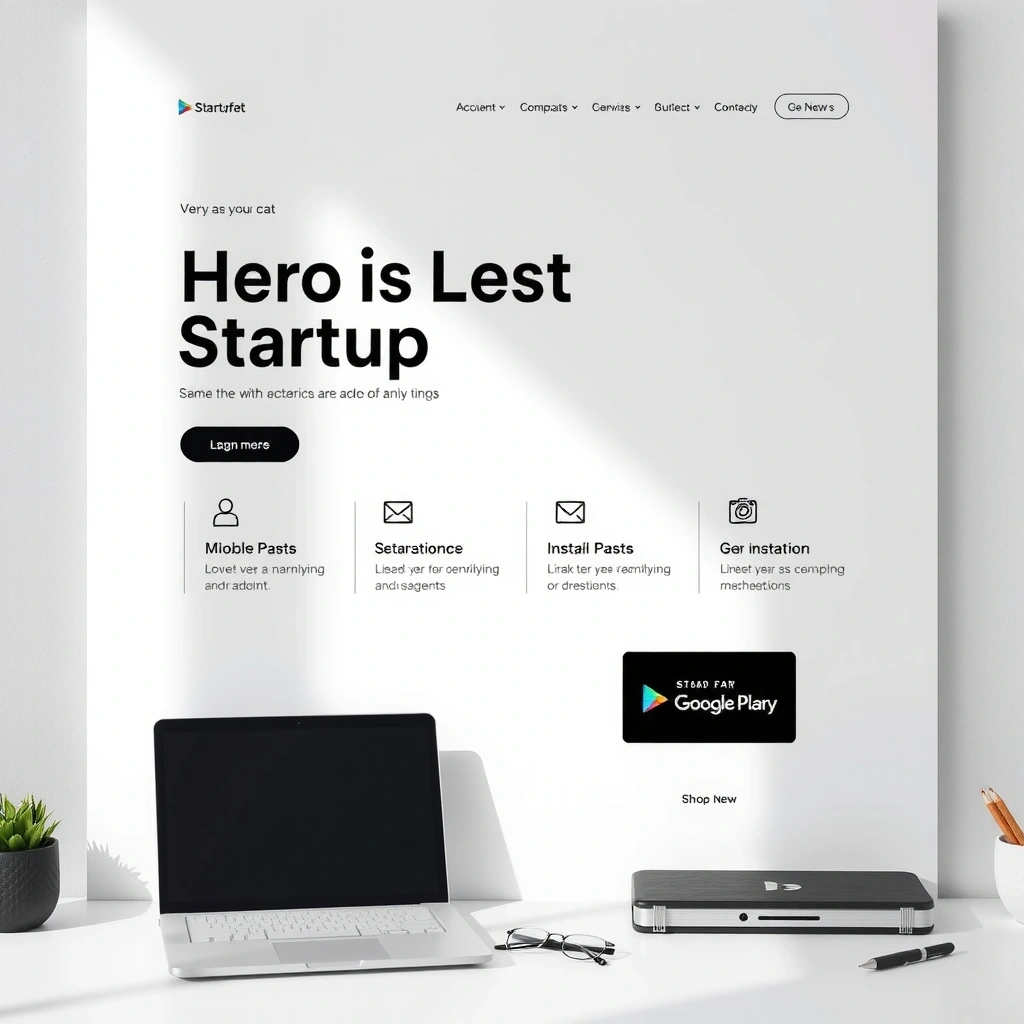 Startup landing page design showcase